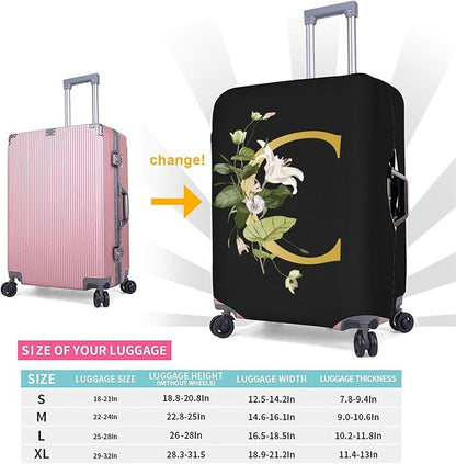 Decorative C Suitcase Protectors Elastic Washable Luggage Covers With Concealed Zippers For 18-32 Inch Luggage (Size L: Fits 25-28 Inch)