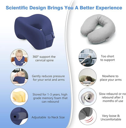 jiaao Travel Neck Pillow, Memory Foam Travel Pillow, Includes 3D Eye Masks, Earplugs, and Storage Bag, U-Shaped Napping Pillow for Airplanes, Cars, Trains, Home