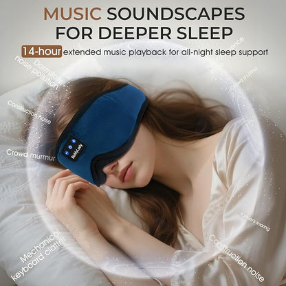 Sleep mask Headphones,100% Blackout 3D Zero Eye Pressure Bluetooth Sleep mask Breathable Eye mask with Bluetooth Headphones Sleep Headphones for Side Sleepers, 14H Playtime&Bluetooth 5.4 Blue