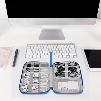 SELLYFELLY Travel Electronics Organizer Portable Cable Organizer Bag for Storage Electronic Accessories Case for Cord,Phone,Charger,Flash Drive (Sky Blue)
