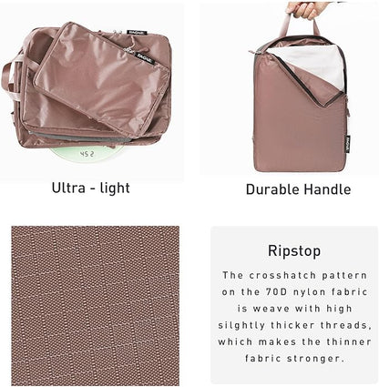 Bagail Ultralight Compression Cubes 7 Set - 3 Packing Cubes, 3 Organizers, and 1 Shoe Bag