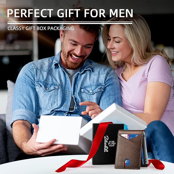 Zitahli Wallet for Men Slim 11 Credit Card Holder RFID Blocking Small Men's Wallet Bifold Minimalist Front Pocket With Mens Gifts Box