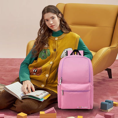 OMOUBOI Casual Daypacks Superbreak Backpack 14 inch Laptop Backpack for Women & Men Fits Tourism Business (Pink)