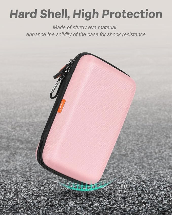 Gentle-Pink Hard Shell Carrying Case for External Hard Drive, Hard Disk, Power Bank, Charger, Cable, Tool, Electronic Accessories - Large Storage Pouch Portable Travel Bag Case for Women Girls Lady