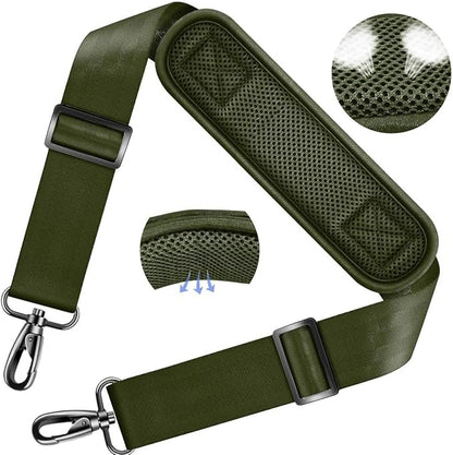 ZINZ Shoulder Strap Universal Bag Strap - 78" Ultra-Thick Padded with Dual Balanced Adjustable Buckles for Briefcase, Travel, Sports, Laptop, Crossbody Bag，Army Green