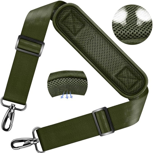 ZINZ Shoulder Strap Universal Bag Strap - 78" Ultra-Thick Padded with Dual Balanced Adjustable Buckles for Briefcase, Travel, Sports, Laptop, Crossbody Bag，Army Green