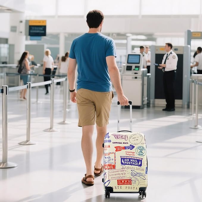 WUJIAONIAO Travel Luggage Cover Baggage Suitcase Cover Protector Skins 18-32 Inch (Stamp pattern A13, XL (for 29-32 inch luggage))