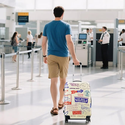 WUJIAONIAO Travel Luggage Cover Baggage Suitcase Cover Protector Skins 18-32 Inch (Stamp pattern A13, XL (for 29-32 inch luggage))