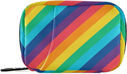 Pill Organizer Box Case Weekly Travel Pill Container Cute Pill Holder 7Day Vitamin Organizer Pill Dispenser Sorter Planner Storage Small Compact Rainbow Stripes12