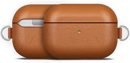 Lopie Handcrafted AirPods Pro Leather Case with Keychain, Portable Full-Grain Leather AirPods Pro Case Cover, Protective Case/Cover with Loss Prevention Clip for Air Pods Pro - Brown
