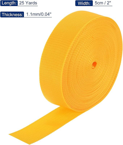 MECCANIXITY Lightweight Polypropylene Webbing Strap 2" 25 Yard Backpack Strapping Band Dark Yellow for Outdoor Luggage Cargo Straps