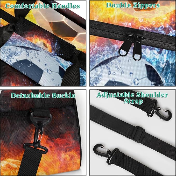 Personalized Kids Duffel Bag for Girls Boys Traveling Soccer Yin Yang Tai Chi Small Sport Gym Bag Custom Overnight Weekender Tote Bag Carry on Teen Dance Bag for Gymnastic Ballet