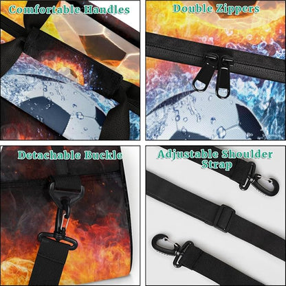 Personalized Kids Duffel Bag for Girls Boys Traveling Soccer Yin Yang Tai Chi Small Sport Gym Bag Custom Overnight Weekender Tote Bag Carry on Teen Dance Bag for Gymnastic Ballet