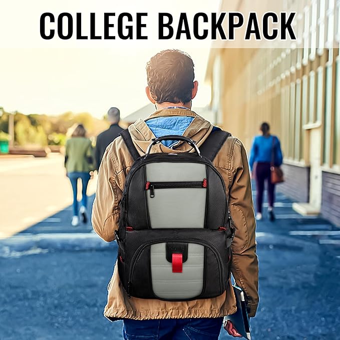 YOREPEK Travel Backpack, 50L Laptop Backpacks for Men Women, Water Resistant Airline Approved Bag with USB Charging Port Fits 17 Inch Computer, Grey