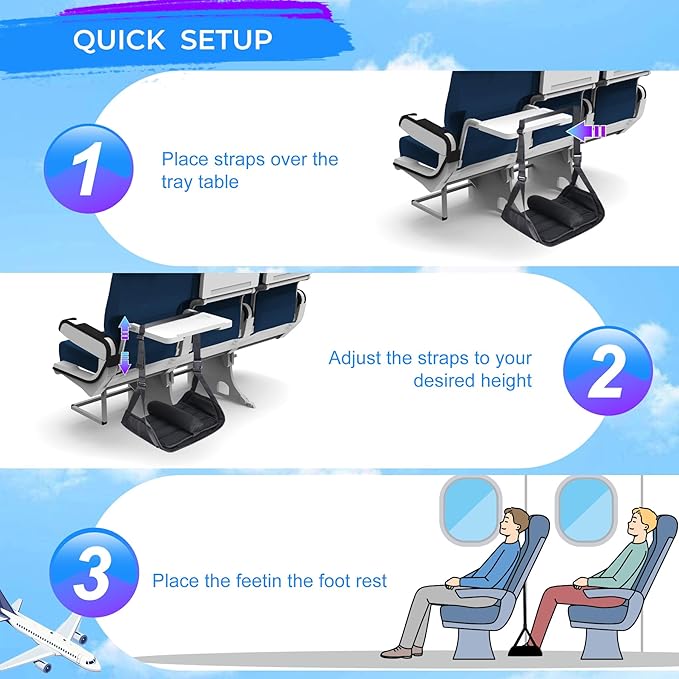 No Collapse Airplane Foot Hammock, Foldable Bamboo Base Foot Hammock for Plane Travel with Interval Sponge, Portable Desk Foot Hammock, Airplane Travel Essentials