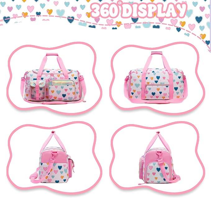 Kid's Luggage Set 3 Piece Suitcase Set 16" Hardside Luggage with Spinner Wheels Girls Carry on Toddler Travel Rolling Suitcase with Duffle Bag Neck Pillow Airline Approved