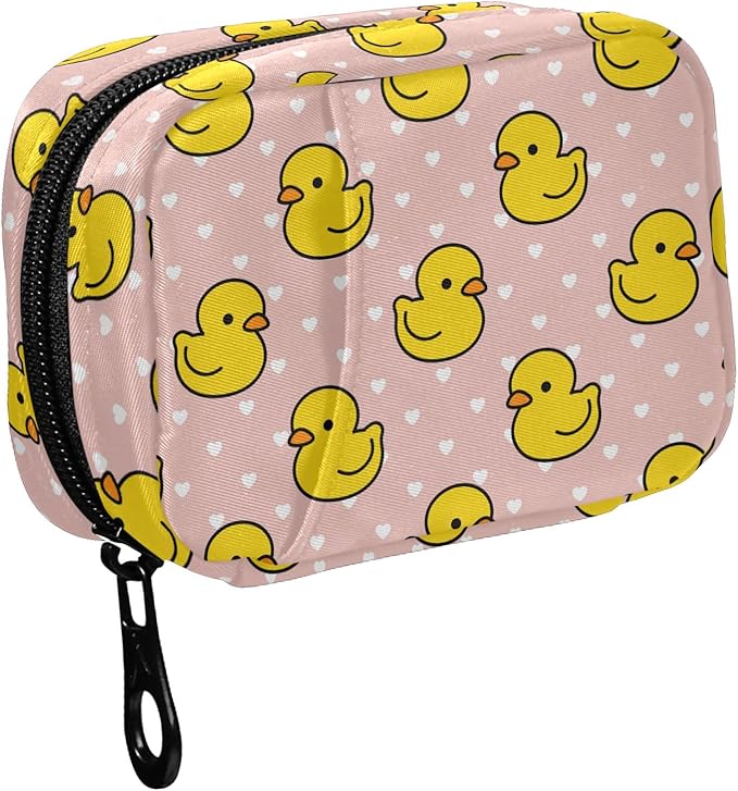 Fustylead Cartoon Duck Travel Pill Organizer Bag with Zipper Small Pill Box 7 Day Pill Case for Purse Storage Weekly Vitamin Medicine Supplement