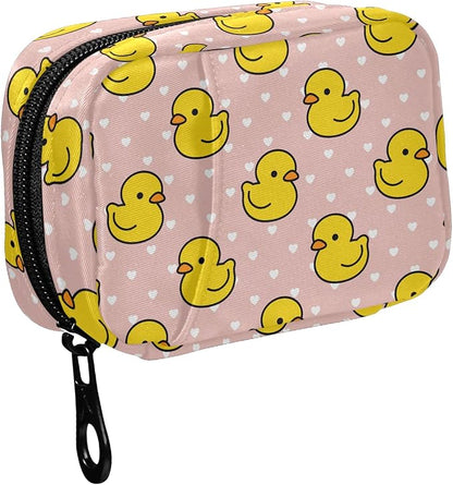 Fustylead Cartoon Duck Travel Pill Organizer Bag with Zipper Small Pill Box 7 Day Pill Case for Purse Storage Weekly Vitamin Medicine Supplement
