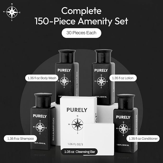 150‑Piece Bulk Travel Toiletries Set | Hotel & Airbnb Essentials | 1.3 oz Wheat‑Straw Bottles | Guest Bathroom Supplies + Homeless Outreach Kit