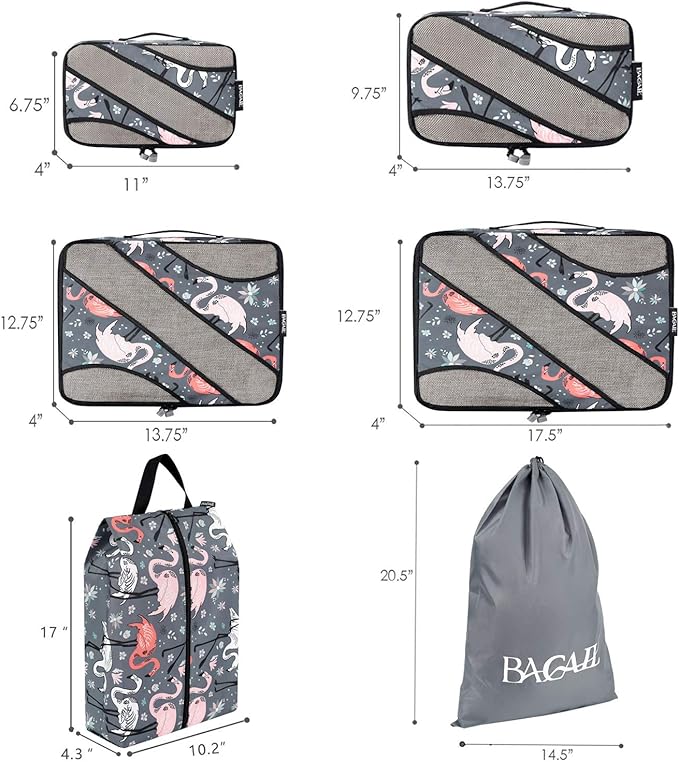 BAGAIL 6 Set Packing Cubes,Travel Luggage Packing Organizers