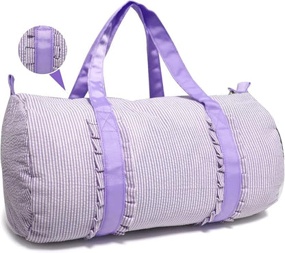 Gabigaba Kids Travel Overnight Bag Seersucker Carry On Lightweight Weekender Duffel Bag for Boys and Girls (Pleated Purple)