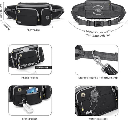 TUDEQU Hiking Fanny Pack for Men Women Large Hiking Waist Packs Adjustable Mens Fanny Pack Crossbody with Water Bottle Holders Waist Bag for Men for Travel Running Cycling