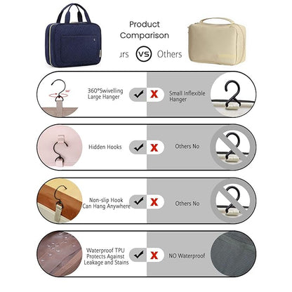 BAGSMART Toiletry Bag Travel Bag with hanging hook, Water-resistant Makeup Cosmetic Bag Travel Organizer for Accessories, Shampoo, Full Sized Container, Toiletries, Smokey Blue