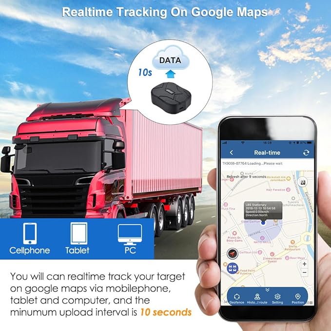 TKSTAR 4G GPS Tracker for Vehicles 10000mAh Magnetic Car GPS Tracker Locator Real-time Anti-Theft Tracking Device for Vehicles, Motorcycle, Trucks, Boats (4G TK905B)