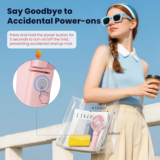 HandFan Upgraded Portable Handheld Misting Fan, Rechargeable Personal Mister Fan, Spray Water Mist Fans, Foldable Electric Mini Cooling Hand Fans for Summer Beach Travel Concerts Disney(Pink)