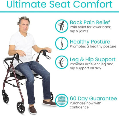 Vive Inflatable Wheelchair Air Seat Cushion - Adjustable Air Pressure Relief Travel Seat, Portable - Waffle Style Pressure Relief Bed Sore Ulcer Treatment Wheel Chair Pain Cushion for Mobility Aids