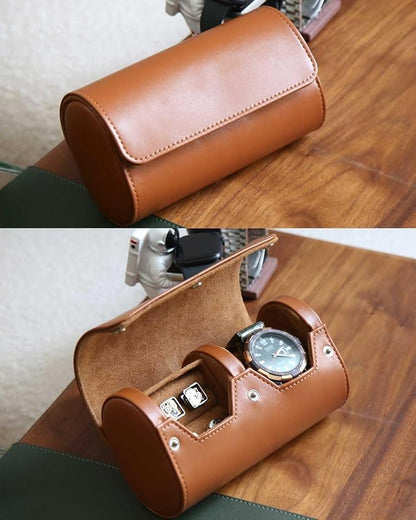 PU Leather Watch & Cufflink Travel Case Combo, Small Watch & Cufflink Ring Organizer, Portable Storage Box For Men Gift