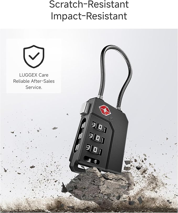 LUGGEX TSA Locks for Luggage, Suitcase Locks TSA Approved, Luggage Locks, Ease of Use & Durable(Black,6 Pack)