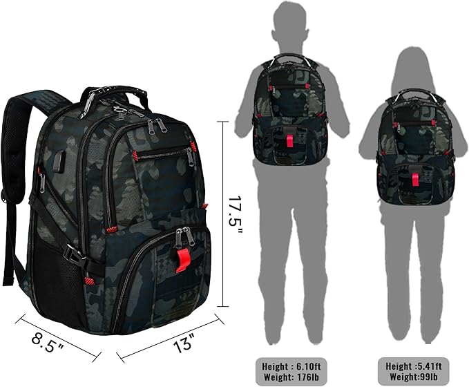 YOREPEK Travel Backpack, Extra Large 50L Laptop Backpacks for Men Women, Water Resistant College Backpack Airline Approved Business Work Bag with USB Charging Port Fits 17 Inch Computers, Camouflage