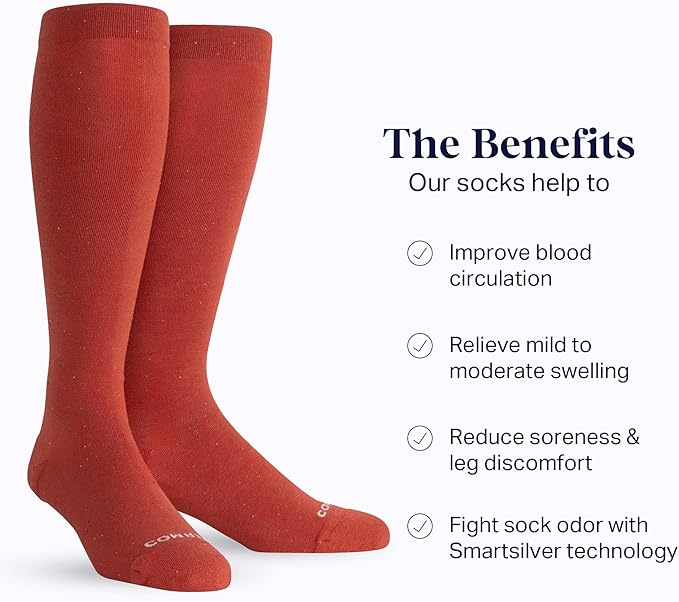 Comrad Recycled Cotton Knee High Socks - 15-20mmHg Graduated Compression Socks - Soft & Breathable Support Socks, Unisex