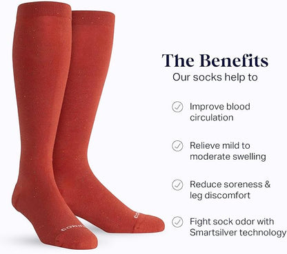 Comrad Recycled Cotton Knee High Socks - 15-20mmHg Graduated Compression Socks - Soft & Breathable Support Socks, Unisex
