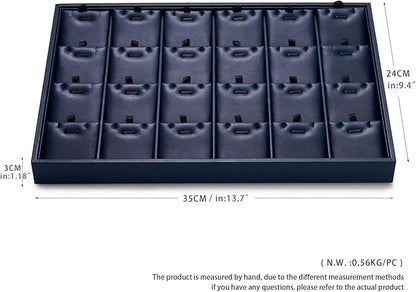 Oirlv Stackable 24 Gird Necklace Organizer Tray with Removable Jewelry Cards Necklace Pendant Jewelry Drawer Organizer