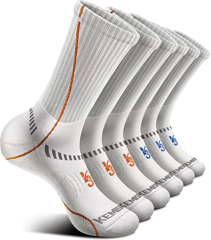 BULLIANT Compression Socks for Men 6Pairs, Athletic Crew Socks Cushioned For Men Sports Running-Arch Support