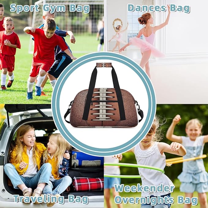 Kids Duffle Bag Girls Boys American Football Texture Weekender Overnight Bag,Lightweight Duffel Bags for Traveling Gym Sport Dance