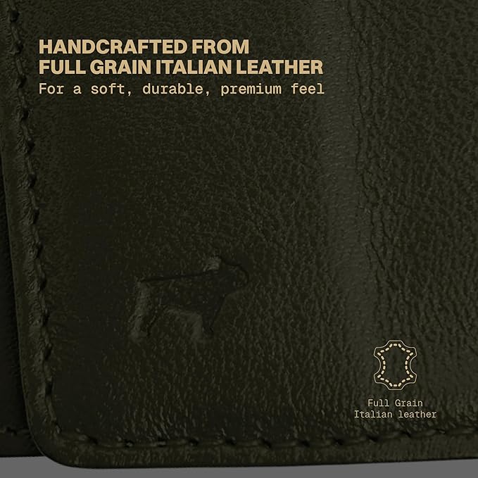 The Frenchie Co. - AirTag Speed Wallet - Ultra Slim Front Pocket Wallet with AirTag Holder - RFID Blocking Quick-Access Pull Tab - Full-Grain Italian Leather