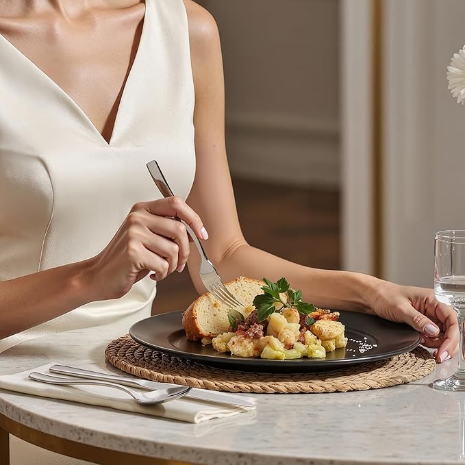 HIKAA 45-Piece Silverware Set with Organizer, Heavy Duty Stainless Steel Flatware for 8, Cutlery Utensil Sets with Serving Utensils, Mirror Polished, Dishwasher Safe