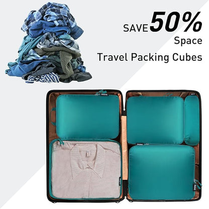 Bagail Ultralight Compression Cubes 7 Set - 3 Packing Cubes, 3 Organizers, and 1 Shoe Bag