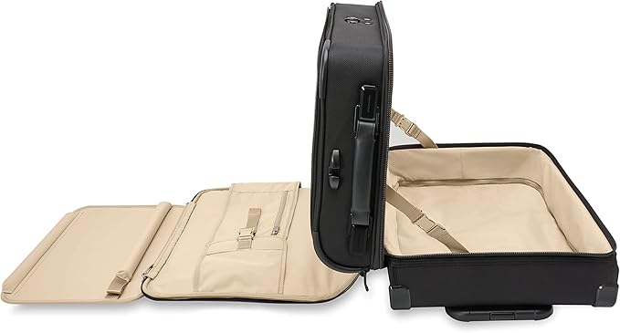 Briggs & Riley 22" Carry-On 2-Wheel Garment Bag - Carry On Luggage for Travel, Suitcases with Wheels, Softside Rolling Bag for Men & Women, Built in Hook for Clothes - Baseline Collection, Black