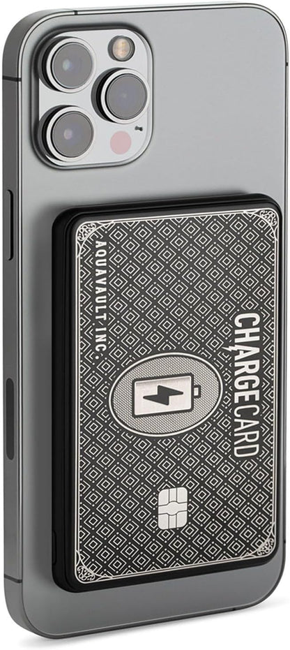 AquaVault Chargecard Magsafe Portable Charger 5000mAh 20W Fast Charge - Magnetic Power Bank, Ultra-Slim Battery Pack Compatible with iPhone 16 15 14 13 12 Series (Black)