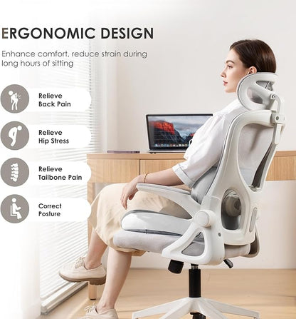 FLORICH Memory Foam Truck Seat Cushion,Car Seat Cushion and Lumbar Support Pillow for Office Chair, Ergonomic Back Support & Sciatica Relief for Long Drives(Grey)