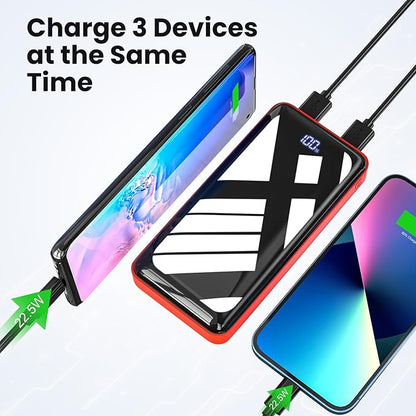 Portable Charger 27000mAh Power Bank, 22.5W Fast Charging USB C Battery Pack, 3 Outputs&2 Inputs, LED Display, External Battery Bank for iPhone 17/16/15 Pro, Android Cell Phone etc