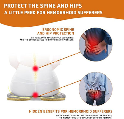 Gooo&Ma Ergonomic Seat Cushion with Air Fiber Core, Office Chair Cushion with Washable Cover & Non-Slip Base for Pressure Relief, Comfort for Long Sitting, Driving, Gaming (Gray)