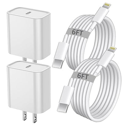 iPhone Fast Charger, iPhone Charger Fast Charging 2Pack PD 6FT Type C Quick USB C to Lightning Cable Cord Fast Charger iPhoneUSB C Wall Block Plug for iPhone14 13 12 11 Pro Max XR XS X, iPad, AirPods