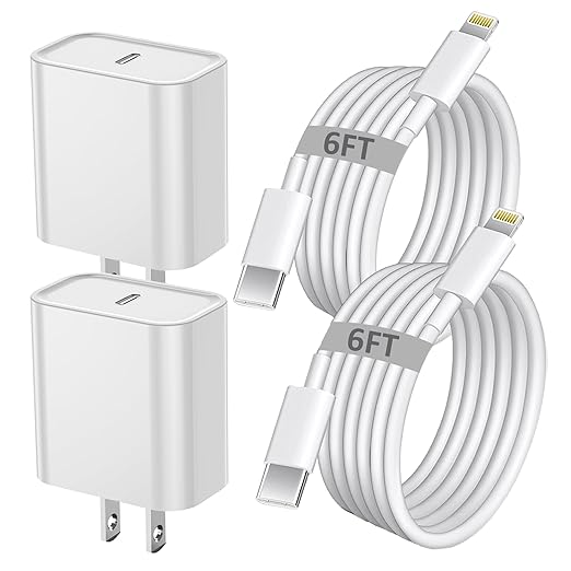 iPhone Fast Charger, iPhone Charger Fast Charging 2Pack PD 6FT Type C Quick USB C to Lightning Cable Cord Fast Charger iPhoneUSB C Wall Block Plug for iPhone14 13 12 11 Pro Max XR XS X, iPad, AirPods