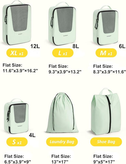 BAGSMART Compression Packing Cubes for Travel, 6 Set/5 Set/4 Set, Compression Suitcase Organizer Bags Set for Suitcases Travel Essentials, Lightweight Packing Organizers