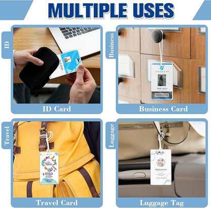 100 Pieces 10 Mil 2 1/2" x 4 1/4" Laminating Pouches with Slot Hole Printable Luggage Tags Clear Thermal Laminate Pouch Tags Kit Resealable for Work Permits Pass Cards Student ID Cards (100, 10 Mil)